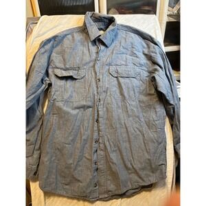 Key Apparel Chambray Denim Work Shirt Long Sleeve Button Up Blue Mens LT